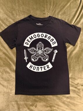 Black Demogorgon Hunter Graphic Tee Casual Short Sleeve
